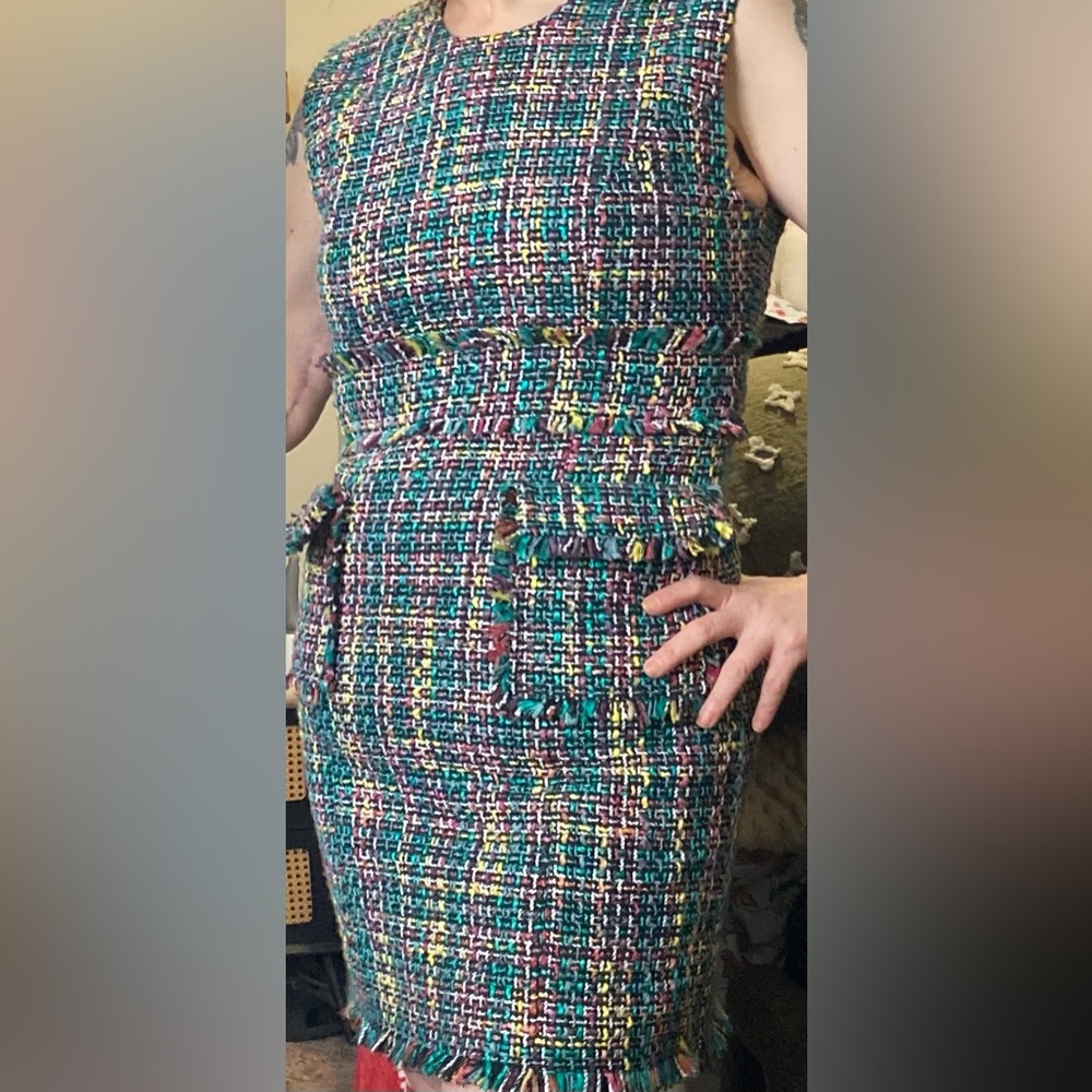 Multicolor sleeveless Tweed dress